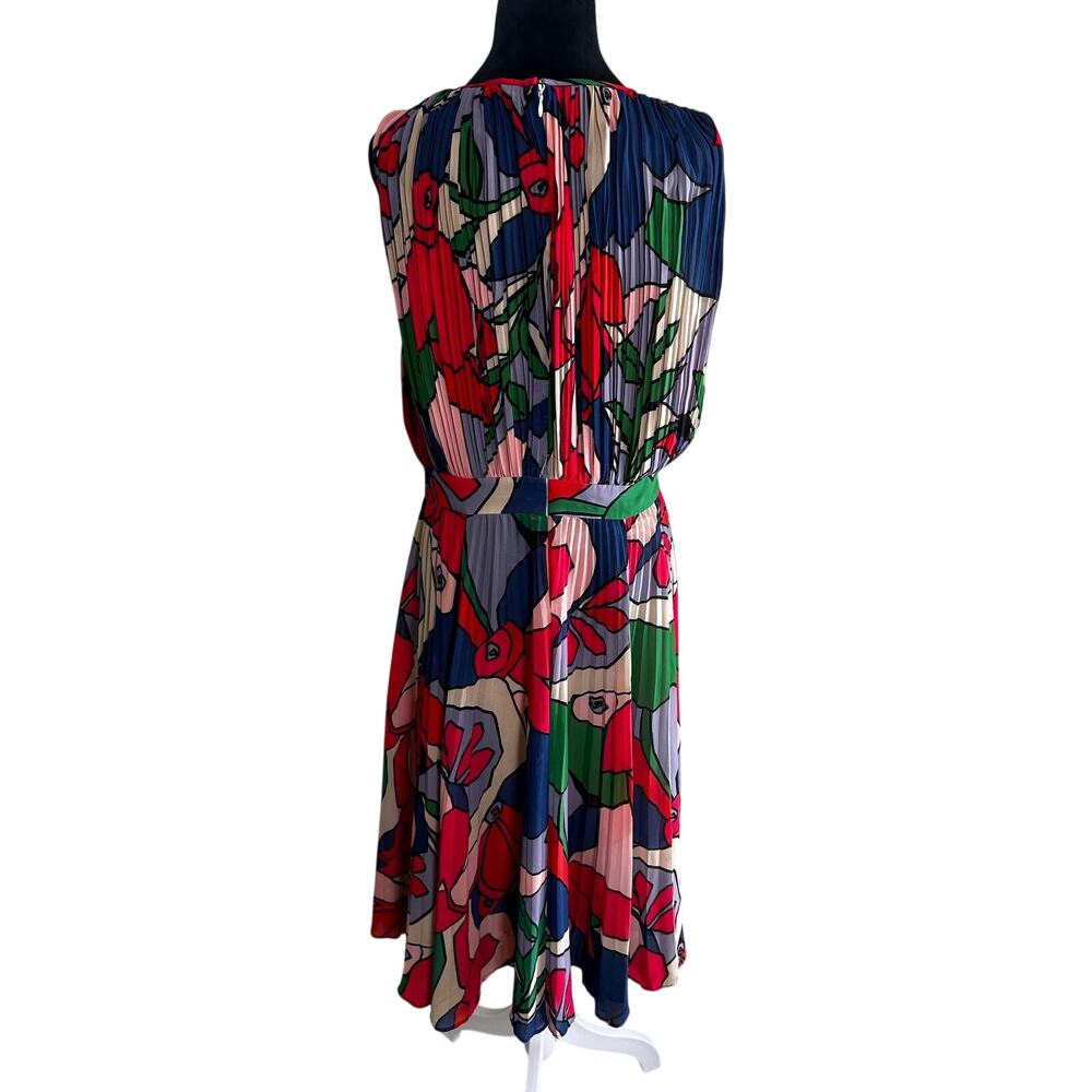 Catherine Malandrino Pleated Floral Midi Dress Size 10 Colorful Designer Career - Picture 5 of 10